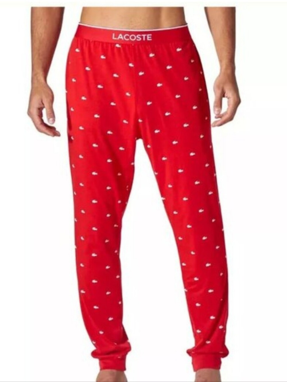 Lacoste Mens Red Logo-Print Lounge Pants Numerous Sizes